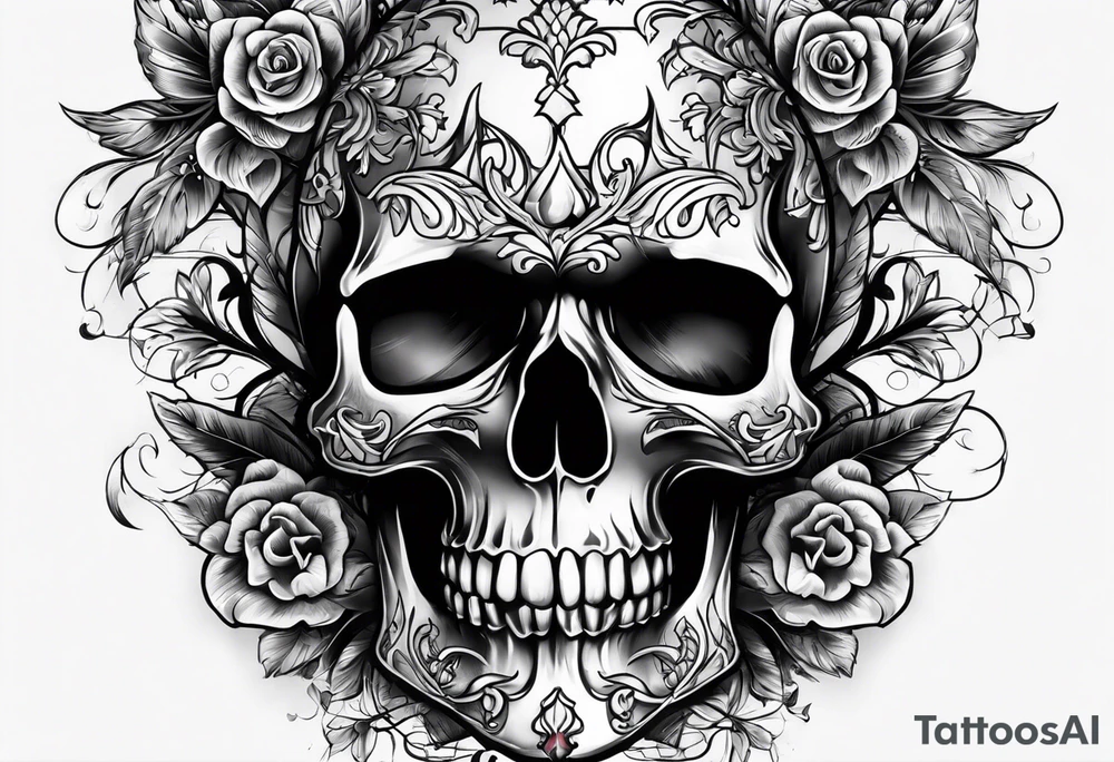 burning skull tattoo idea