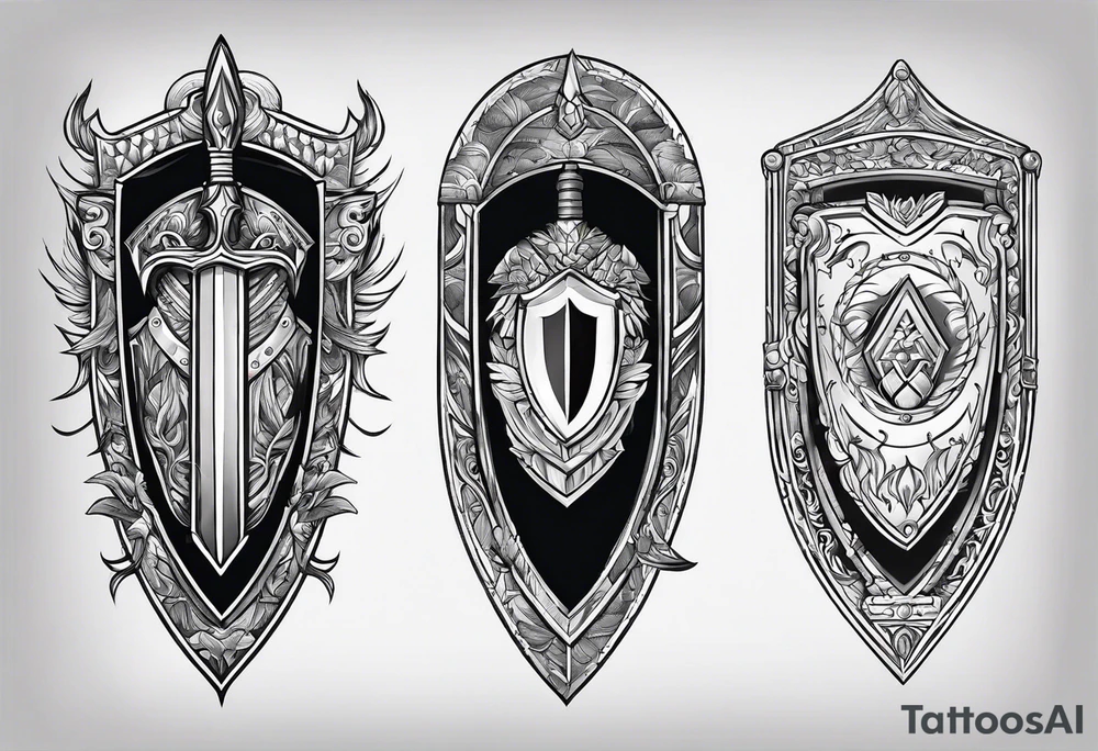an outline of a spear and shield tattoo idea