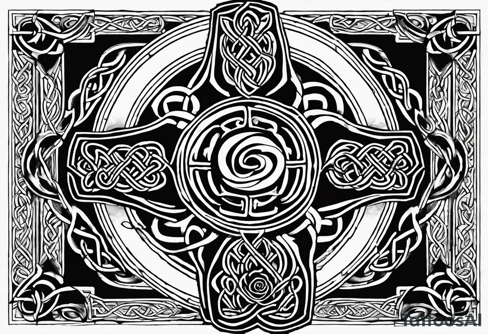 Celtic cross,moon,rose tattoo idea