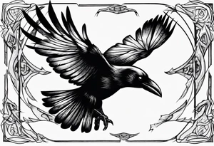 raven flying toward foreground tattoo idea