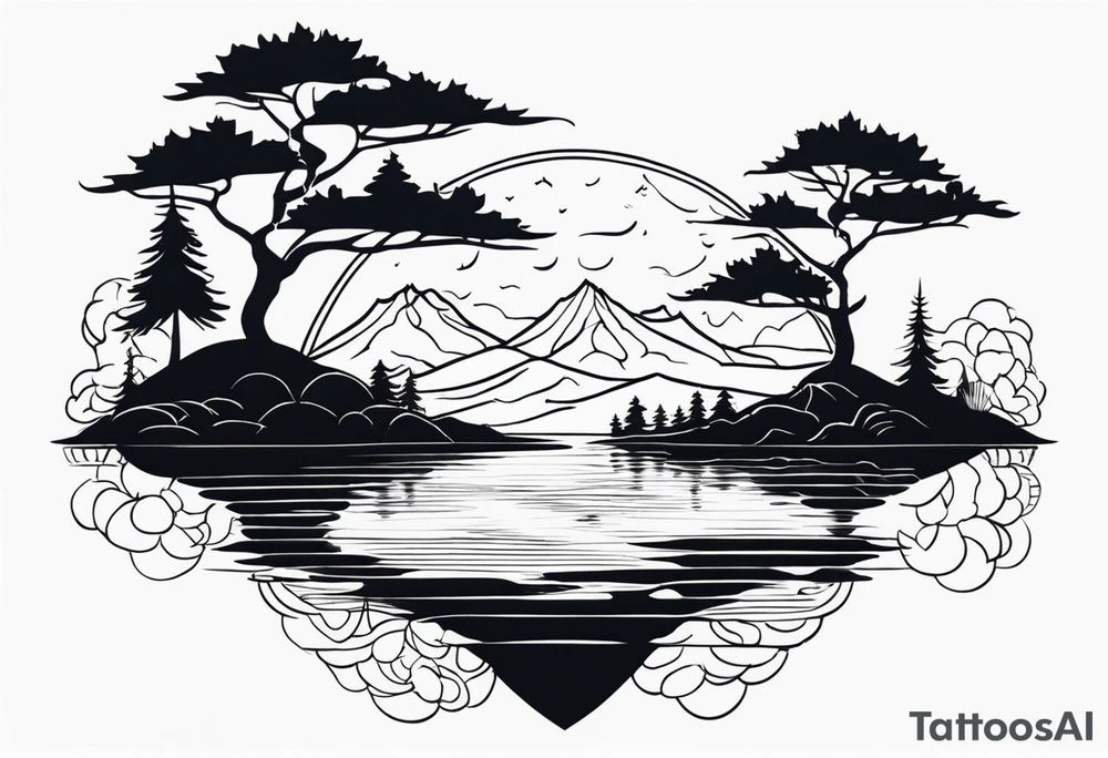A lake with an small island in the middle tattoo idea