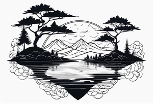 A lake with an small island in the middle tattoo idea