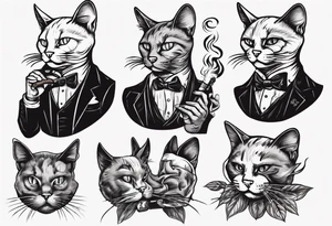 A cat smoking a cigar tattoo idea