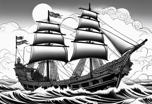 Chinese junk with lightning tattoo idea
