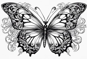 nature vines and butterflies tattoo idea