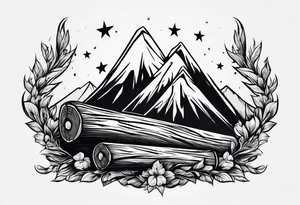 flame with wood logs crossing, simple tattoo idea
