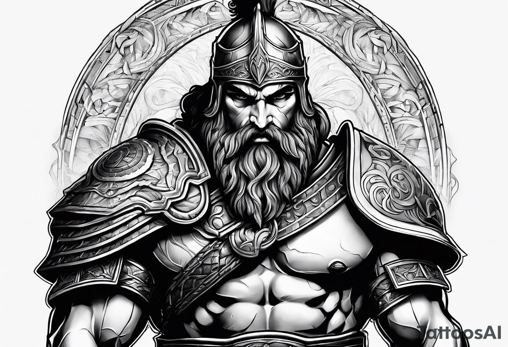 Greek god of war armored tattoo idea
