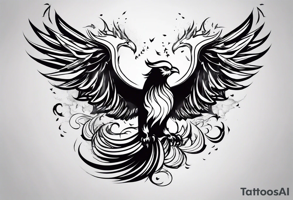 phoenix rising from ashes tattoo idea