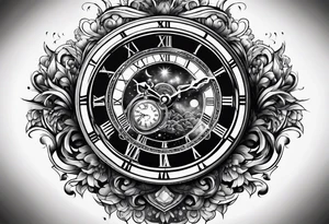 A clock in the cosmos tattoo idea