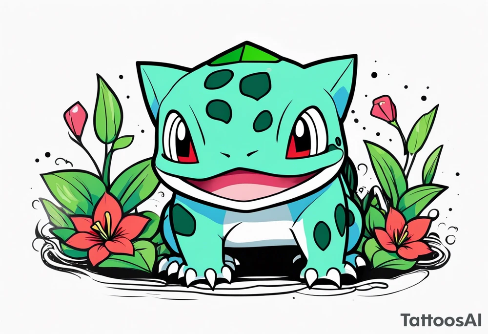 Bulbasaur in Ken Sugimori artstype tattoo idea