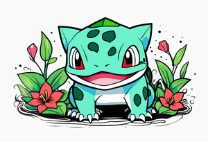 Bulbasaur in Ken Sugimori artstype tattoo idea