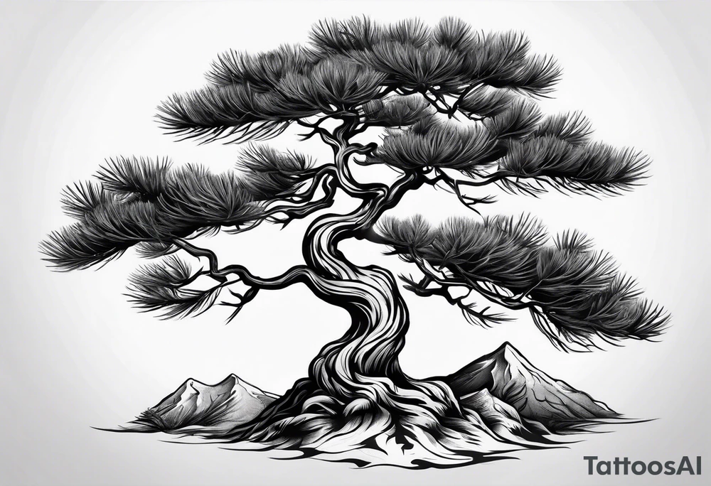 pine tree with no leaves tattoo idea