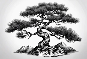 pine tree with no leaves tattoo idea