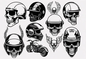 Skull with motorcycle helmet tattoo idea