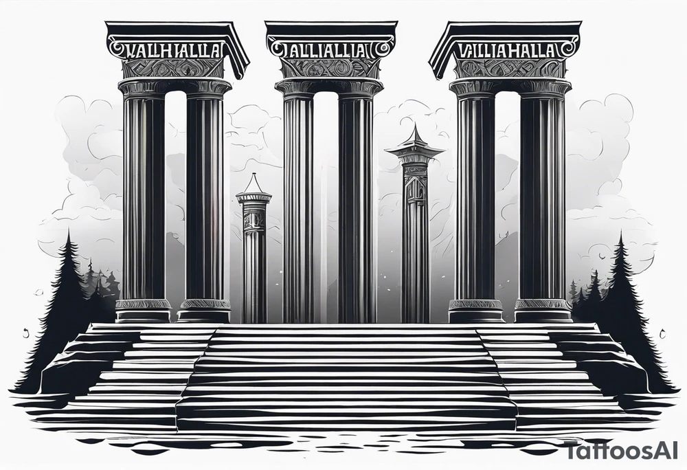 Valhalla steps
 pillars fog tattoo idea