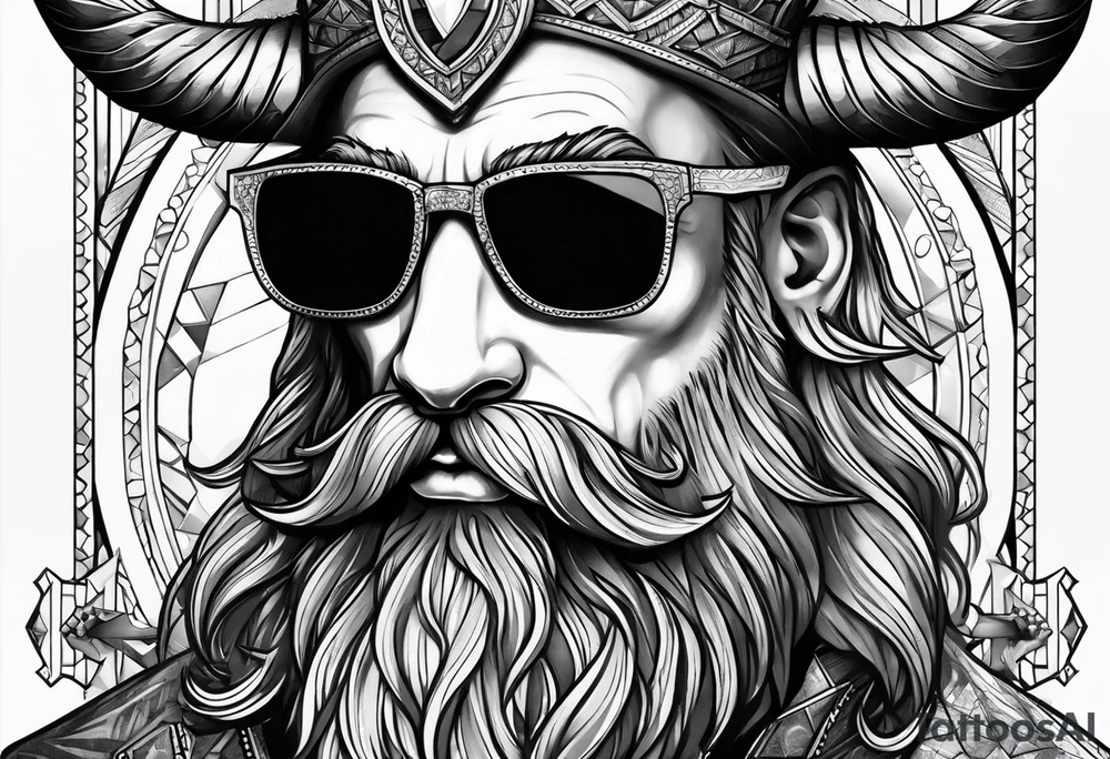 capricorn with beard and sunglasses tattoo idea
