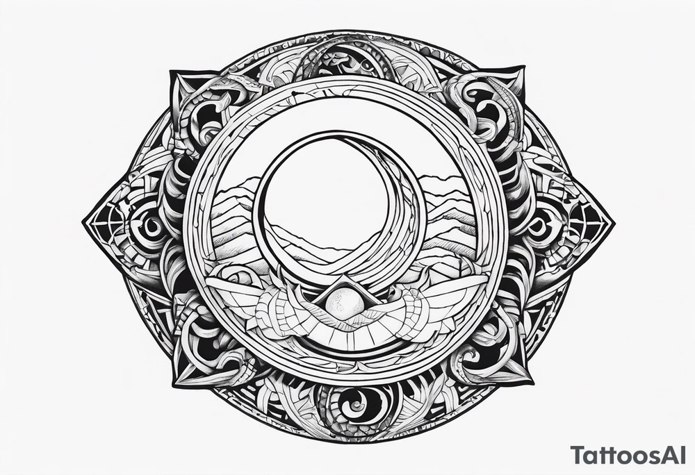 sternum tattoo for a woman
Mesoamerican themes like the sun and moon 
Ouroboros snake wrapped around an Orphic egg inside of a mirror tattoo idea