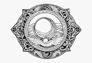 sternum tattoo for a woman
Mesoamerican themes like the sun and moon 
Ouroboros snake wrapped around an Orphic egg inside of a mirror tattoo idea