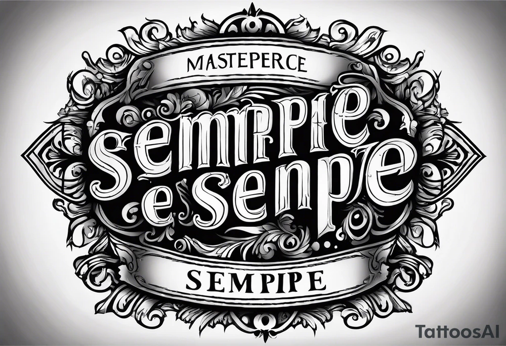 phrase "Sempre e per sempre" in  a classic font style justified. tattoo idea