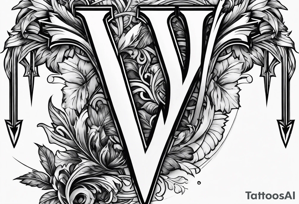 The letter W with arrows going through it. tattoo idea The letter W with arrows going through it. tattoo idea
