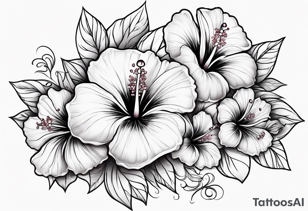 A pearl with hibiscus flowers tattoo idea