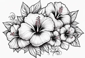 A pearl with hibiscus flowers tattoo idea