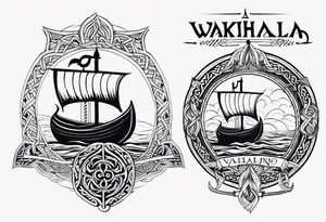 Valhalla sword shield viking ship tattoo idea
