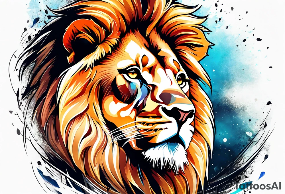 Small male lion with inspirational quote tattoo idea