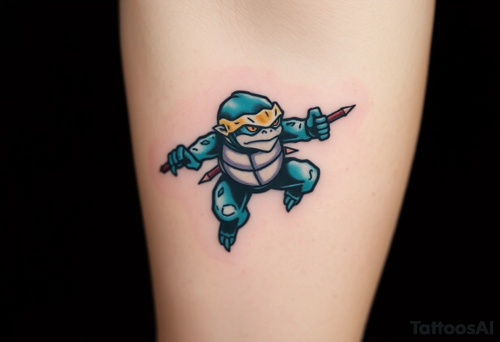 Flying ninja monkey turtle with color tattoo idea