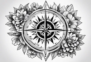 Feminine wanderlust, floral, compass, adventure, shoulder piece, cover-up tattoo idea