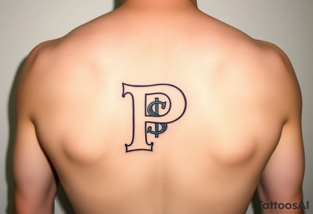 Small Letter P with a dollar bill inside tattoo idea