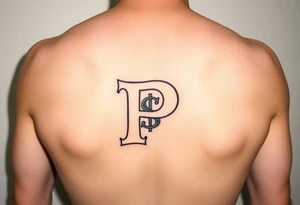 Small Letter P with a dollar bill inside tattoo idea