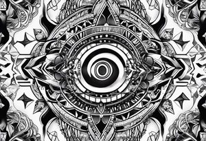 strip made of atoms and prism stones tattoo idea