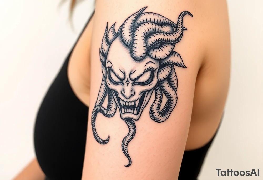 Medusa with white eyes tattoo idea