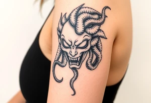 Medusa with white eyes tattoo idea