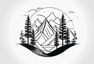 Mountains with three trees tattoo idea
