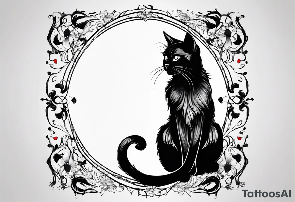 black cat with penis tattoo idea