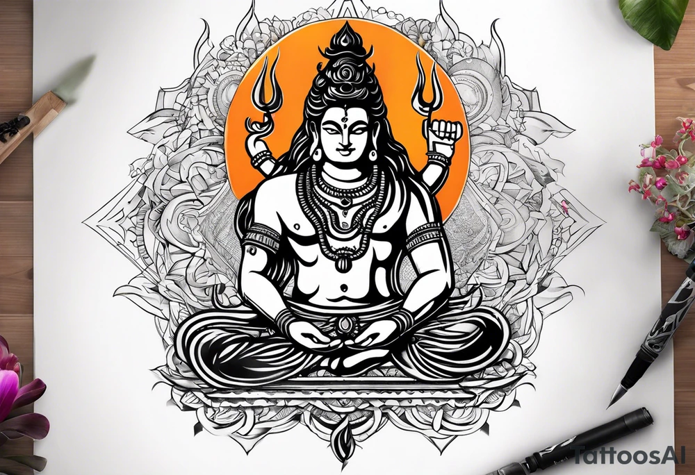 Shiva Trishul tattoo idea