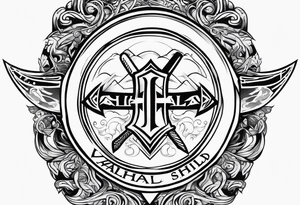 Valhalla shield  sword axe tattoo idea