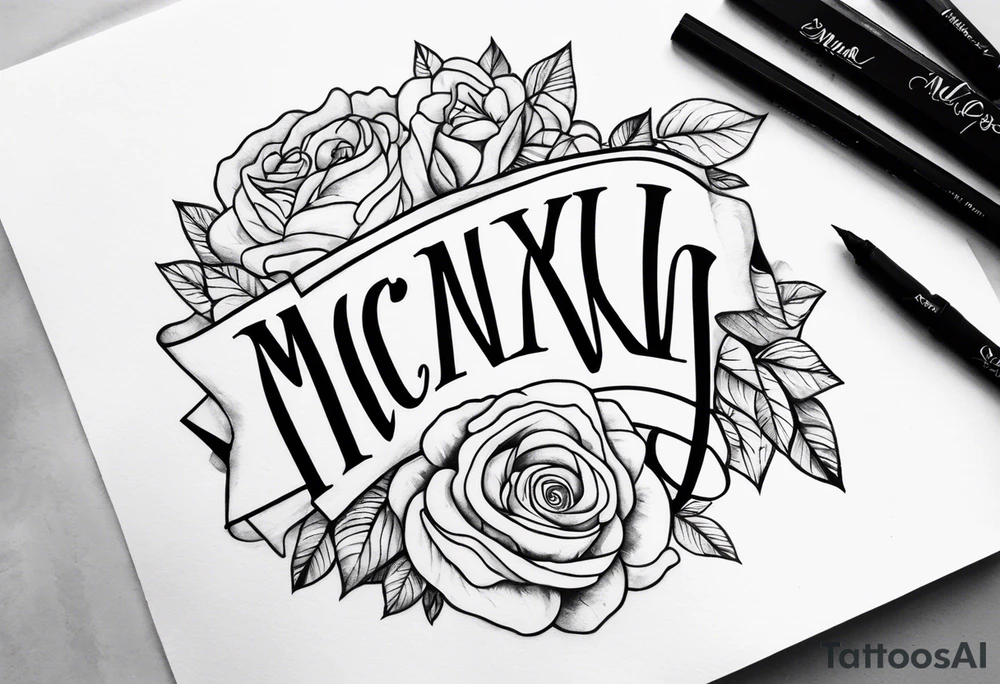una rosa y las letras romanas MCMLXXXII tattoo idea