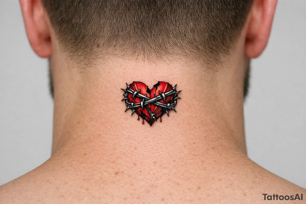 A torn heart coiled together by thorns tattoo idea