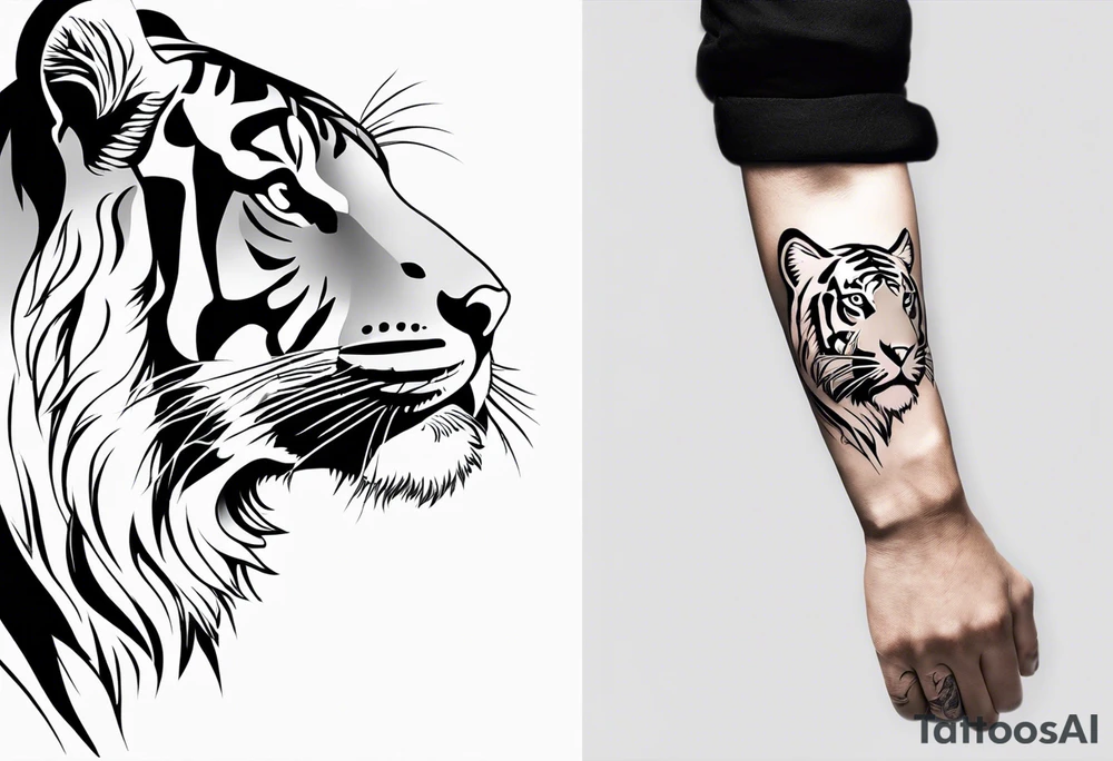 Memorial piece including a tiger on forearm. Very minimalist design.
Make a place for lettering on top and bottom tattoo idea