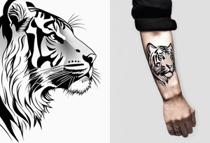 Memorial piece including a tiger on forearm. Very minimalist design.
Make a place for lettering on top and bottom tattoo idea