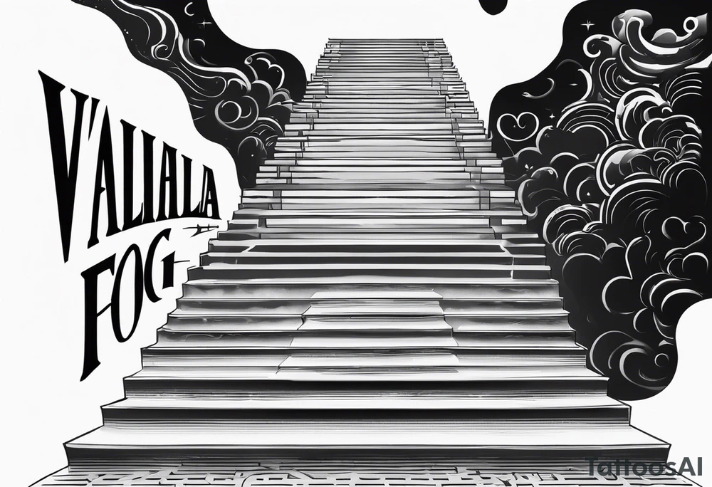Valhalla fog stairs mist tattoo idea