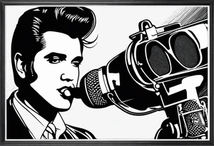 Elvis las Vegas with a microphone minimalistic in a box which has the form of a diamond tattoo idea