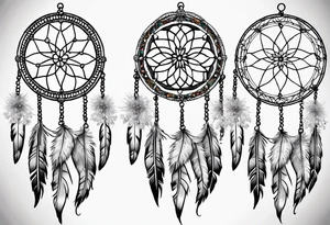 Dream catcher with queen anns lace flowers hanging from the bottom tattoo idea