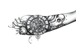 vintage roman numerals within ornate clockwork mechanism tattoo idea