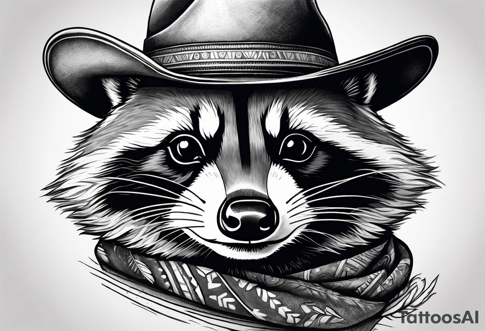 Resilient raccoon in cowboy hat tattoo idea