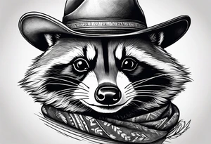 Resilient raccoon in cowboy hat tattoo idea