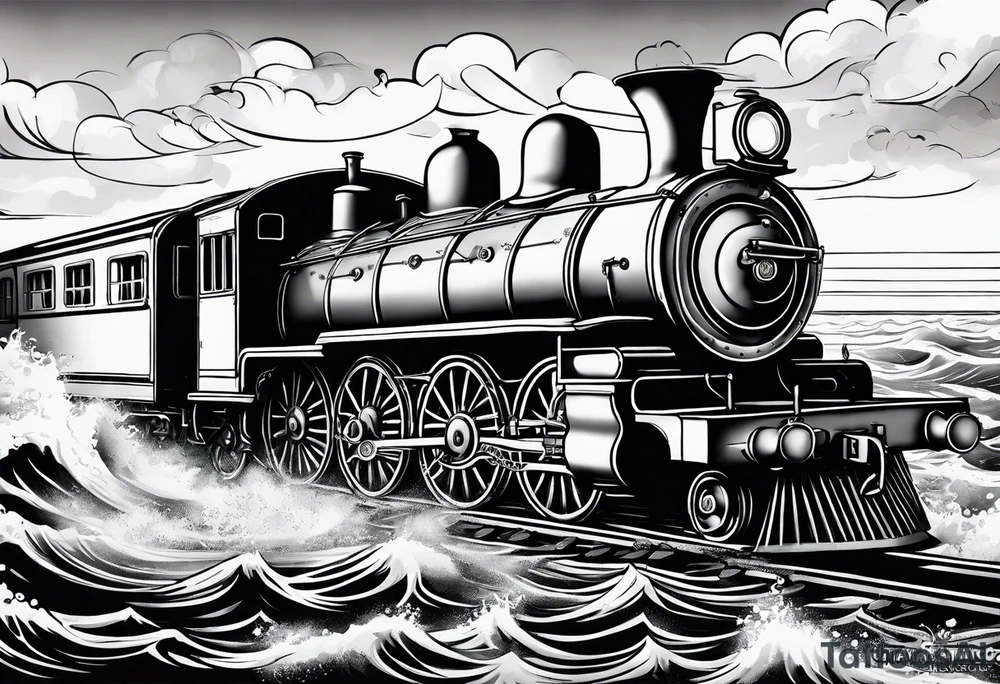 train in the sea tattoo idea